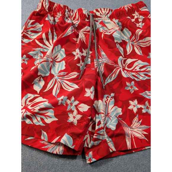 Speedo Mens Red Tropical Hibiscus Floral Swim Trunks XXL Mesh Liner Board Shorts - Picture 2 of 8
